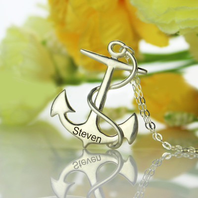 Personalised Necklaces - Anchor Necklace Charms Engraved Your Name