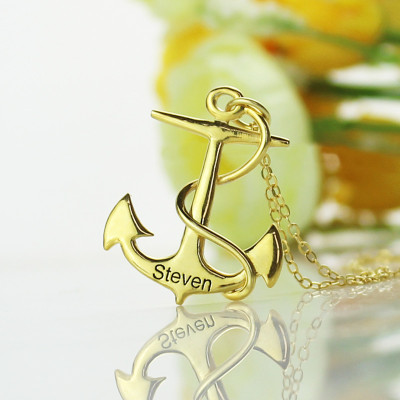 Personalised Necklaces - Anchor Necklace Charms Engraved Your Name