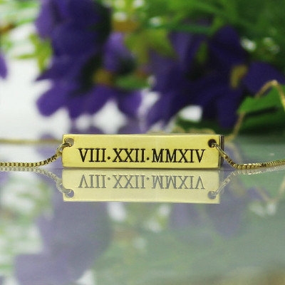 Personalised Necklaces - Roman Numeral Bar Necklace