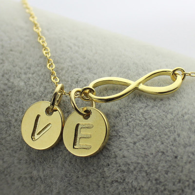 Personalised Necklaces - Infinity Necklace With Disc Initial Charm