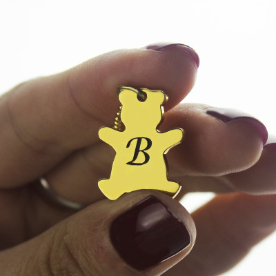 Personalised Necklaces - Cute Teddy Bear Initial Charm Necklace