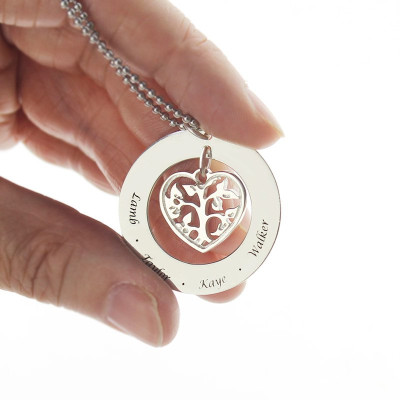 Personalised Necklaces - Heart Family Tree Necklace