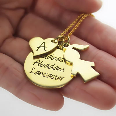 Family Names Pendant For Mother With Kids Charm In