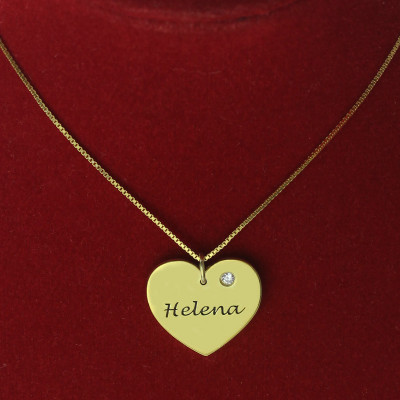 Heart Necklace - Simple with Name Birhtstone