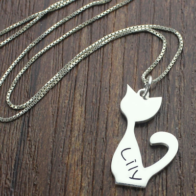 Personalised Necklaces - Cat Name Charm Necklace