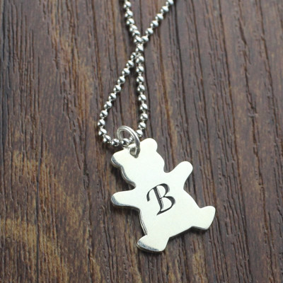Personalised Necklaces - Teddy Bear Initial Necklace