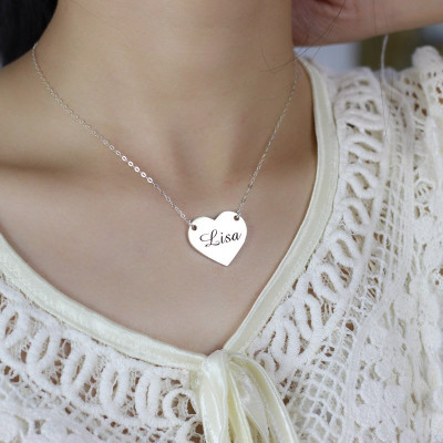 Personalised Necklaces - Stamped Name Heart Love Necklaces