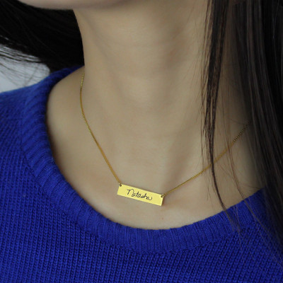 Personalised Necklaces - Necklace Signature Bar Necklace Handwritring