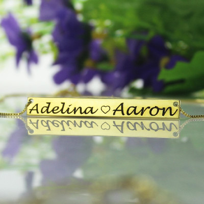 Personalised Necklaces - Bar Necklace Engraved Double Name