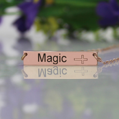 Personalised Necklaces - Engraved Name Bar Necklace with Icons