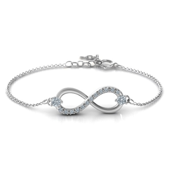 Double Stone Infinity Accent Personalised Bracelet