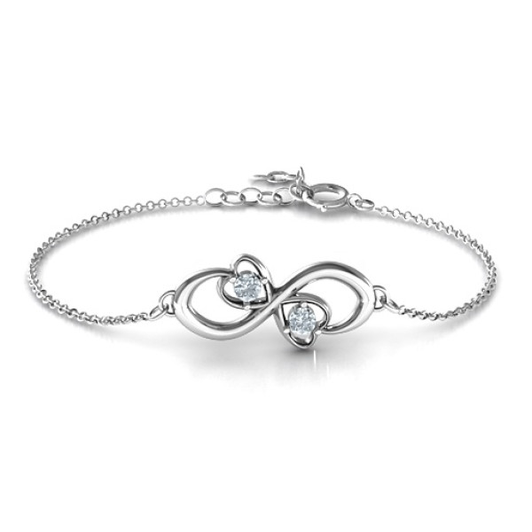 Infinity Bracelet - Duo of Hearts and Stones