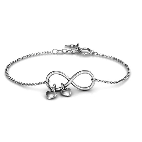 Infinity Promise Personalised Bracelet with Two Heart Charms