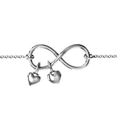 Infinity Promise Personalised Bracelet with Two Heart Charms