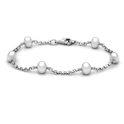 Linked Freshwater Pearl Personalised Bracelet