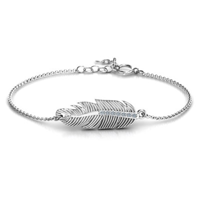Feather with Accent Stones Personalised Bracelet