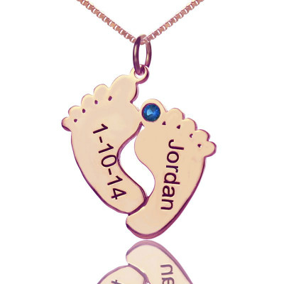 Personalised Necklaces - Engraved Baby Feet Imprint Necklace
