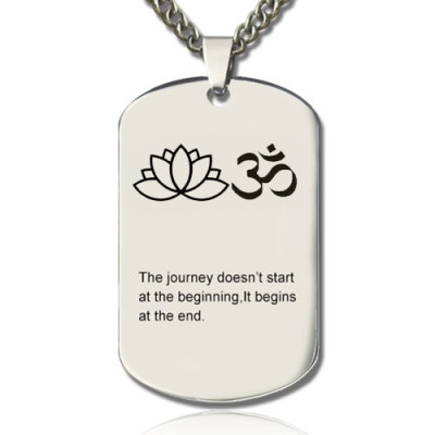 Personalised Necklaces - Yoga Theme,Lotus Flower Name Dog Tag Necklace