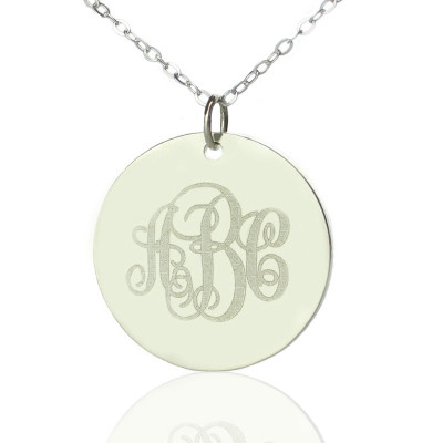 Personalised Necklaces - Vine Font Disc Engraved Monogram Necklace