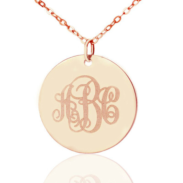 Personalised Necklaces - Vine Font Disc Engraved Monogram Necklace