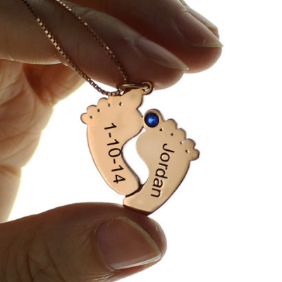 Personalised Necklaces - Engraved Baby Feet Imprint Necklace