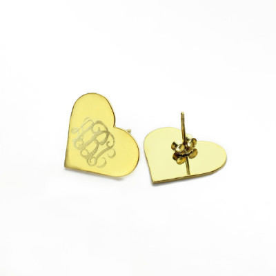 Heart Monogram Stud Earrings