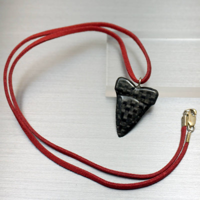 Personalised Necklaces - Carbon Fibre Sharks Tooth Pendant Necklace
