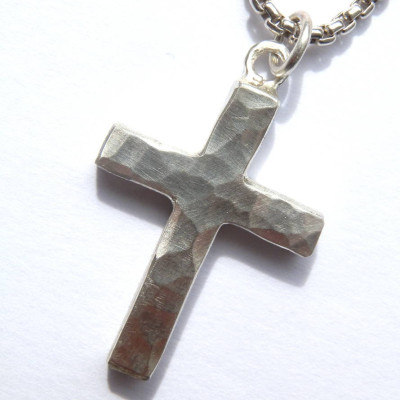 Personalised Necklaces - Chunky HammeredCross Necklace