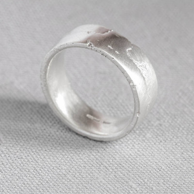 Flat Sand Cast Wedding Ring