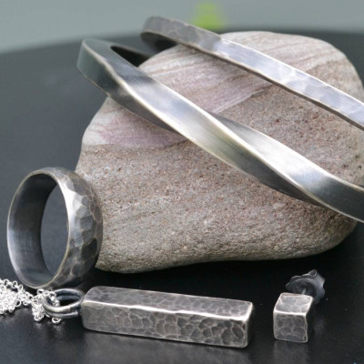 Personalised Necklaces - Handmade BlacksmithsHammered Block Necklace