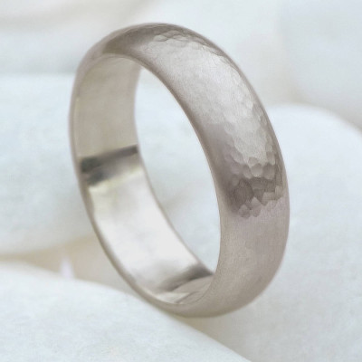 Mens 6mm Hammered Ring In
