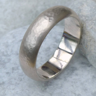 Mens 6mm Hammered Ring In