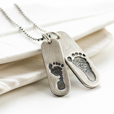 Personalised Necklaces - Mens Double Footprint Tag Necklace