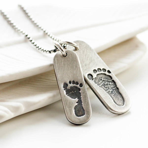 Personalised Necklaces - Mens Double Footprint Tag Necklace