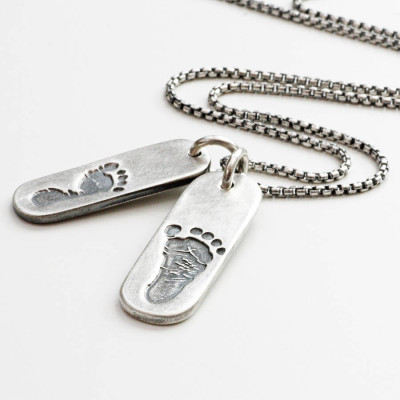 Personalised Necklaces - Mens Double Footprint Tag Necklace