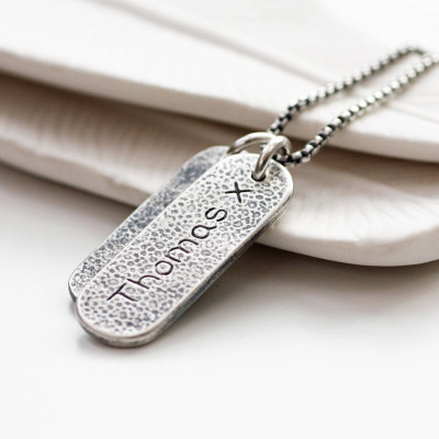 Personalised Necklaces - Mens Double Footprint Tag Necklace