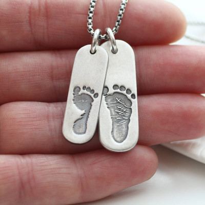 Personalised Necklaces - Mens Double Footprint Tag Necklace