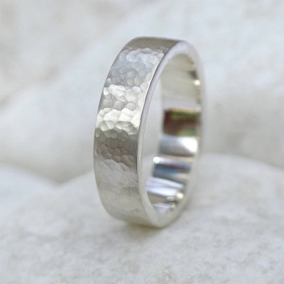 Mens Hammered Ring,Or