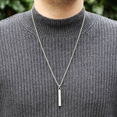 Personalised Necklaces - Mens Metal Bar Necklace