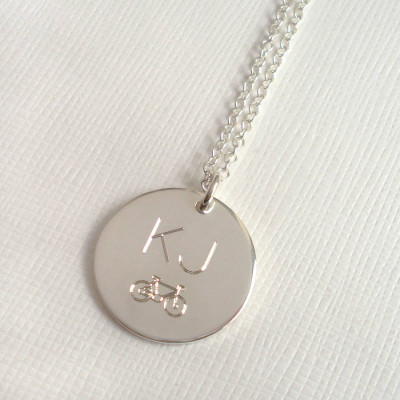 Personalised Necklaces - Mens Engraved Monogram Bike Necklace