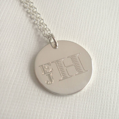 Personalised Necklaces - Mens Engraved Monogram Stacked Necklace