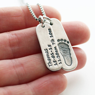 Personalised Necklaces - Mens Footprint Tag Necklace