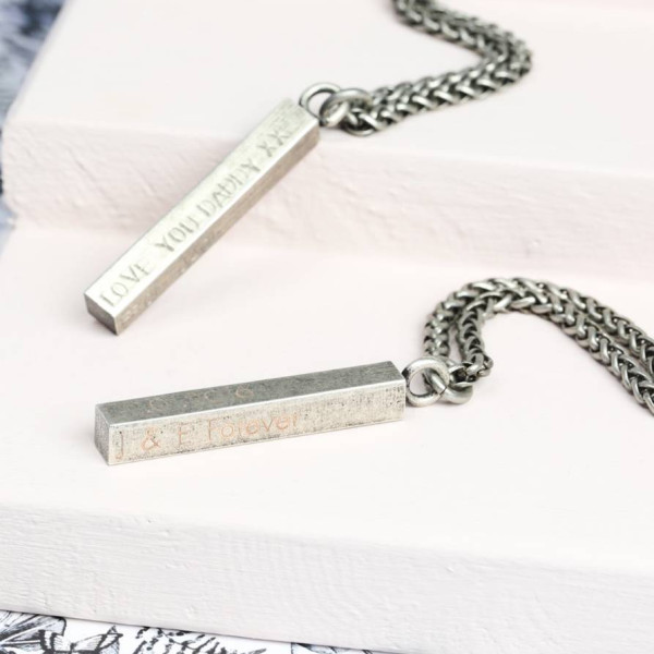 Personalised Necklaces - Mens Metal Bar Necklace