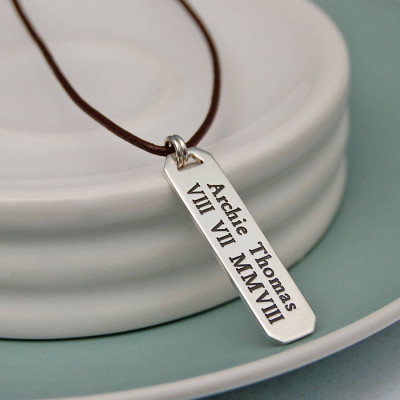 Personalised Necklaces - Mens Vertical Bar Necklace