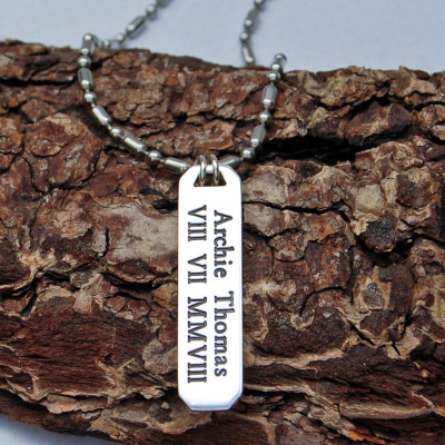 Personalised Necklaces - Mens Vertical Bar Necklace