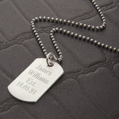 Personalised Necklaces - Brushed Dog Tag Necklace