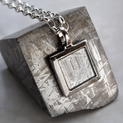 Personalised Necklaces - Meteorite AndSquare Necklace