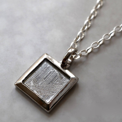 Personalised Necklaces - Meteorite AndSquare Necklace