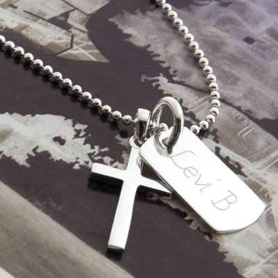 Personalised Necklaces - Cross And Dogtag Necklace