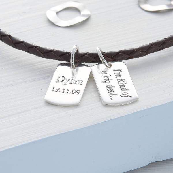 Personalised Necklaces - Mini Dog Tag Leather Necklace
